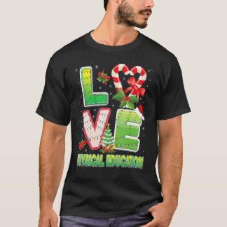 Camiseta Ama la Educación Física Gorro de Santa Navidad Est