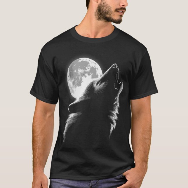 Camiseta Ama la luna de lobo de los lobos 3 (Anverso)
