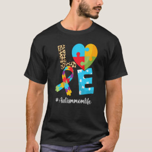 Camiseta Ama la vida de mamá autismo cinta de rompecabezas 