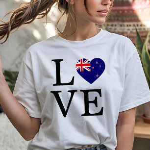 Camiseta Ama Nueva Zelanda con Corazón de Bandera