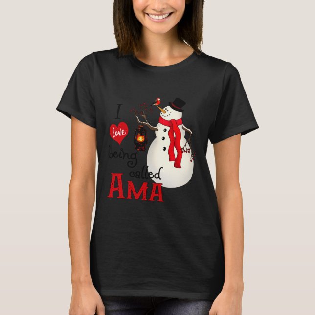 Camiseta Ama Snowman Xmas Happy Family New Snowman Merry Ch (Anverso)