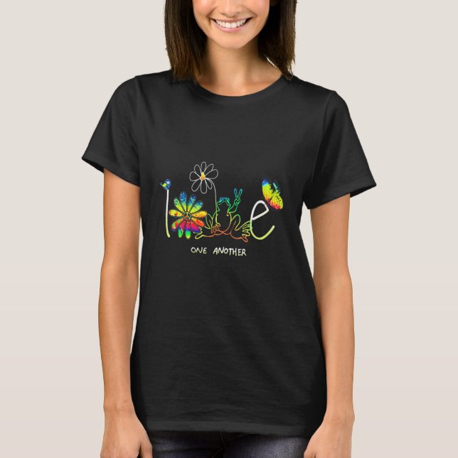 Camiseta Ama Uno Al Otro Hippie Rana Flor Daisy (Anverso)