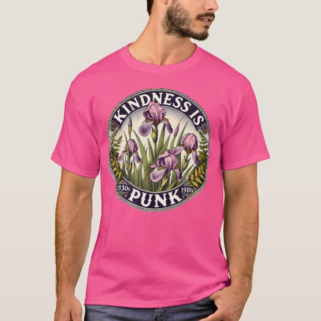 Camiseta Amabilidad Es Arte Punk Pintura De Flor Iris Púrpu (Anverso)