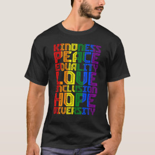 Camiseta Amabilidad Paz Igualdad Arcoiris Gay Orgullo Negro