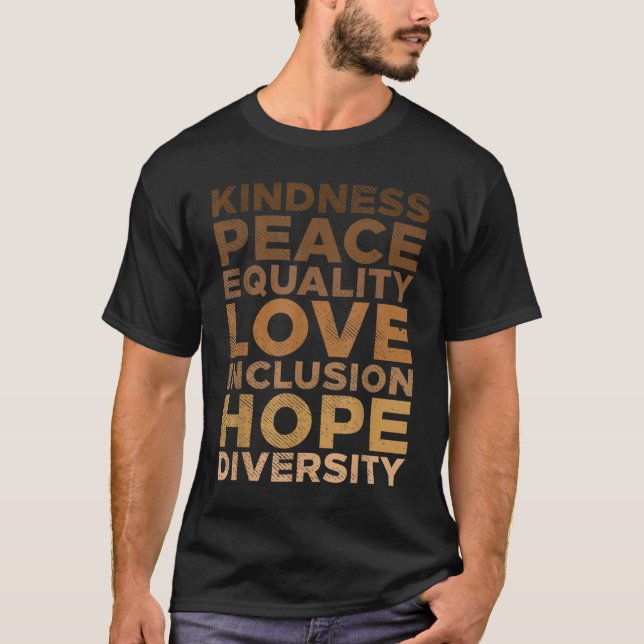 Camiseta Amabilidad Paz Igualdad Negro Orgullo africano Mel (Anverso)