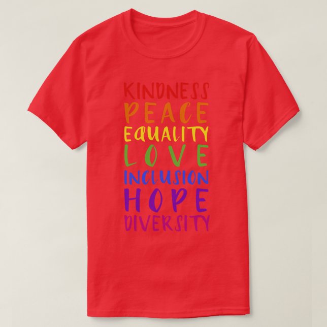 Camiseta Amabilidad paz inclusión esperanza arco iris para  (Diseño del anverso)