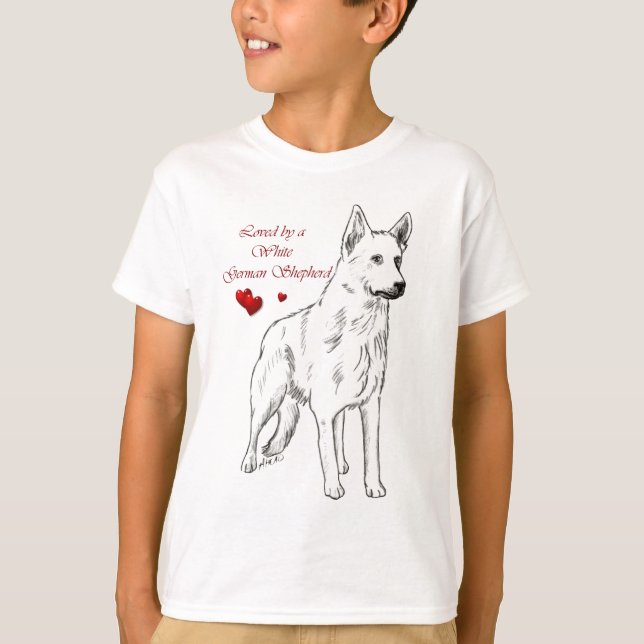 Camiseta Amado Por Un Pastor Alemán Blanco (Anverso)