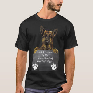Camiseta Amado y protegido por mi pastor alemán: Nombre de