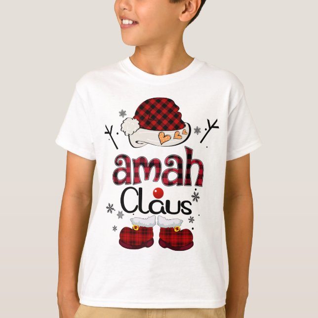 Camiseta Amah Claus Red Plaid - Regalo de la abuela (Anverso)