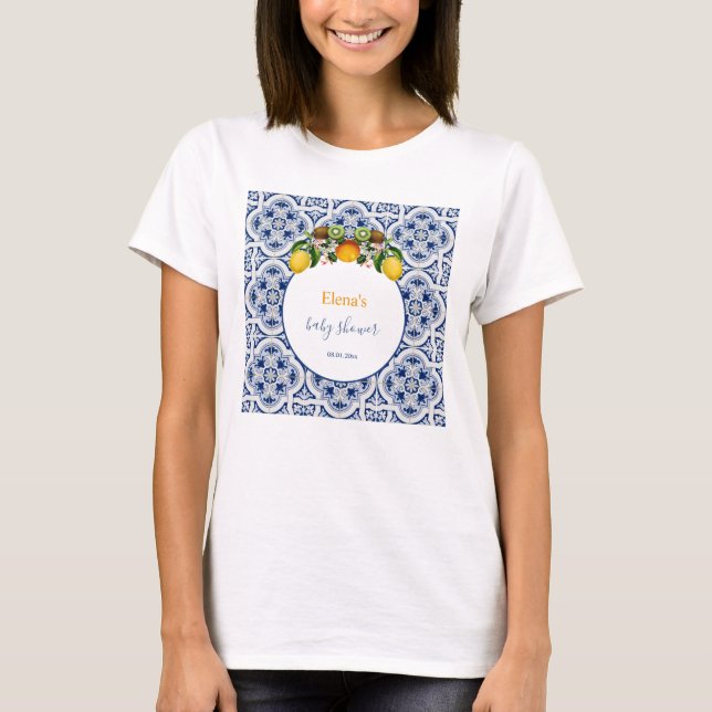 Camiseta Amalfi blanco y azul Lemons Italia Baby Shower (Anverso)