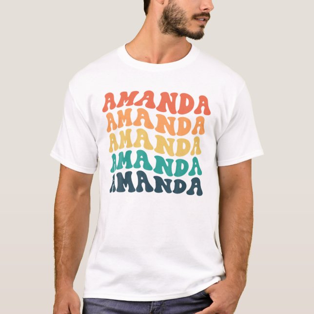 Camiseta Amanda, Personalized Retro First Name Women Girls (Anverso)