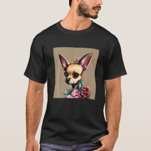 Camiseta Amanecer adorable Chihuahua con flores