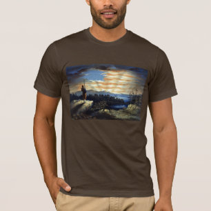 Camiseta Amanecer Celestial de la Bandera Americana en el C