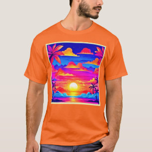 Camiseta Amanecer colorido del árbol de palmas