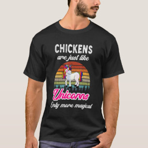 Camiseta Amanecer de cosecha de pollo retro Unicornio