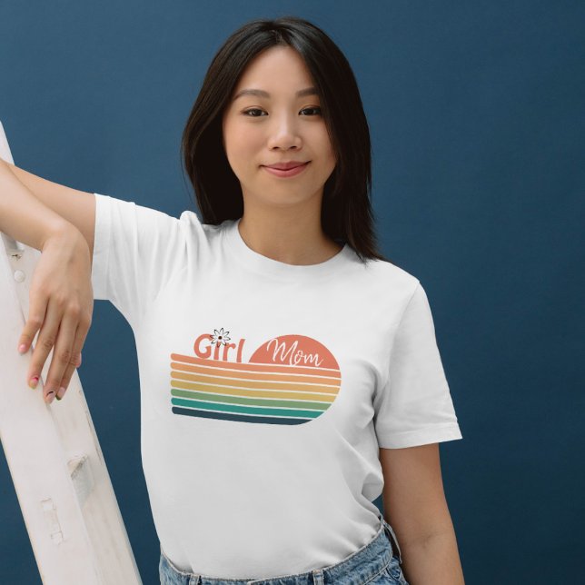 Camiseta Amanecer de la flor retro de mamá chica (Girl Mom Retro Tshirt Design)