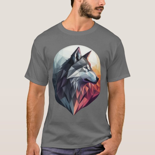 Camiseta Amanecer de lobo geométrico (Anverso)
