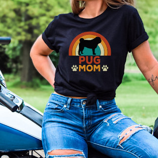 Camiseta Amanecer de mamá de perro de pug de vintage