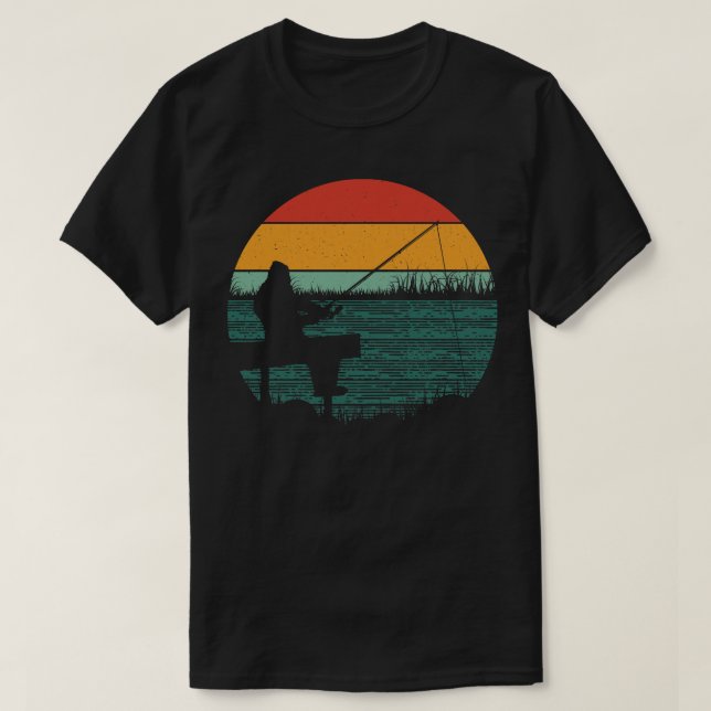 Camiseta Amanecer de pesca retro (Diseño del anverso)