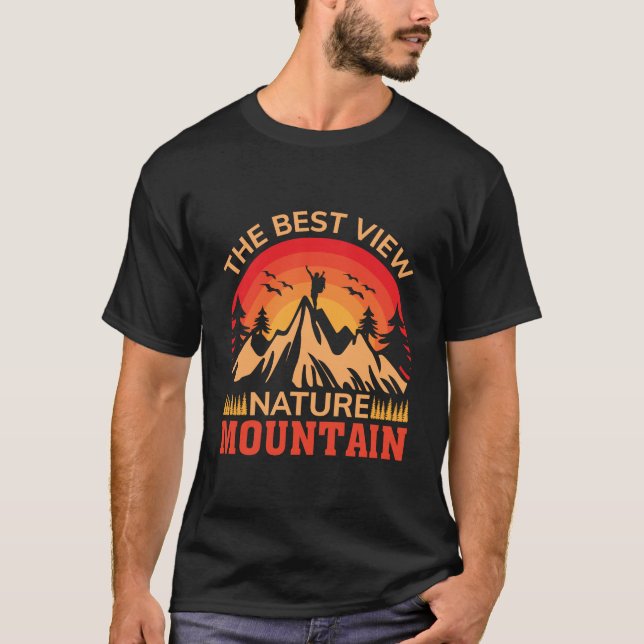 Camiseta Amanecer del amante de la naturaleza de montaña (Anverso)