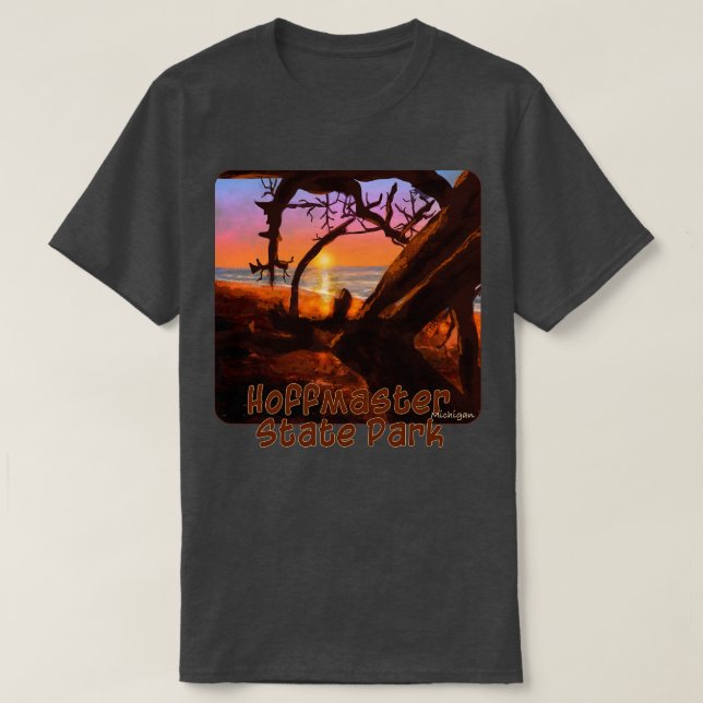 Camiseta Amanecer En El Parque Estatal Hoffmaster Michigan (Diseño del anverso)