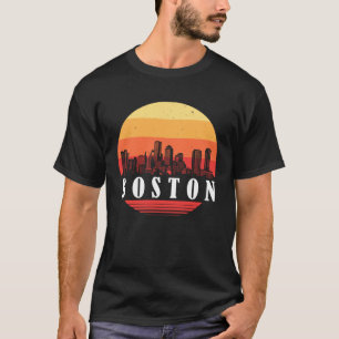 Camiseta Amanecer en el Skyline de Boston al estilo retro v