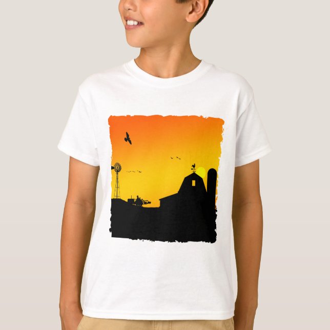 Camiseta amanecer en la granja (Anverso)