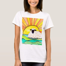 Camiseta Amanecer en la pradera para el arte de las ovejas