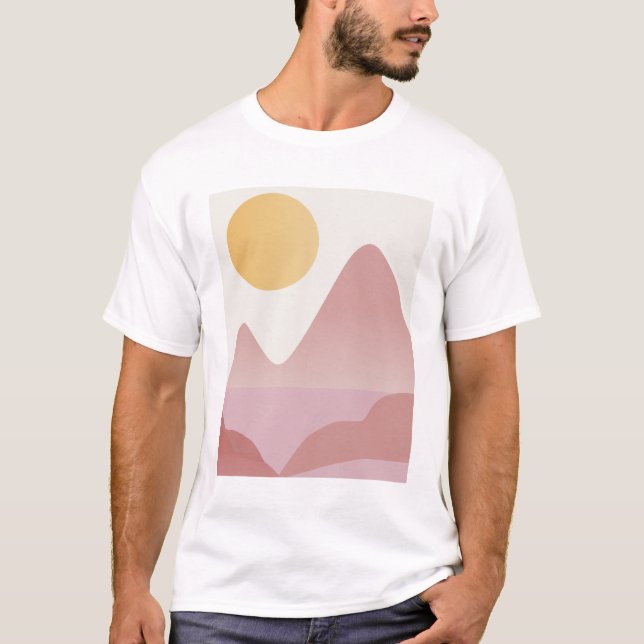 Camiseta Amanecer Minimalista rosa y transparente (Anverso)