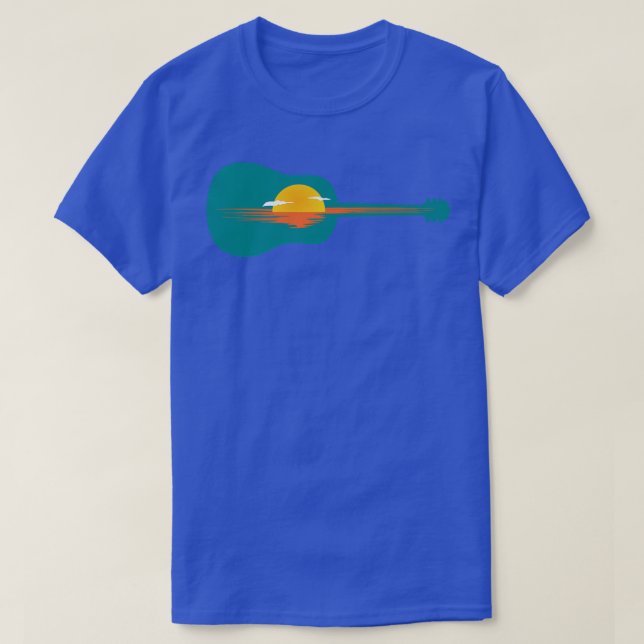 Camiseta amanecer o puesta de sol en la guitarra1087 (Diseño del anverso)