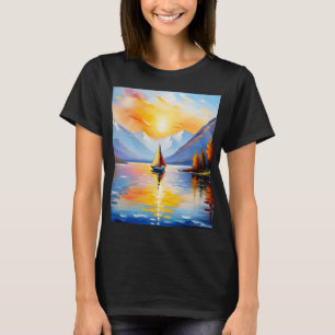 Camiseta Amanecer sobre un lago y montañas nevadas