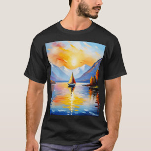 Camiseta Amanecer sobre un lago y montañas nevadas