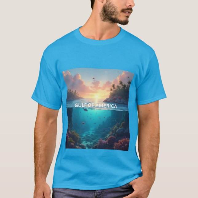 Camiseta Amanecer y imagen submarina del Golfo de América (Anverso)
