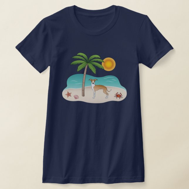 Camiseta Amanecer Y Perro De Higgys Blanco En Una Playa Tro (Distribución)