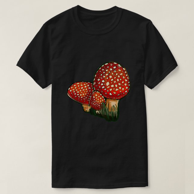 Camiseta Amanita Muscaria Tres Cualidades Verde (Diseño del anverso)