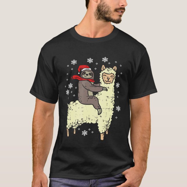 Camiseta Amante animal de Santa Sloding Llama Navidades (Anverso)