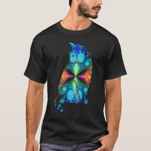 Camiseta Amante Artístico de Gatos Felino Psicodélico Abstr