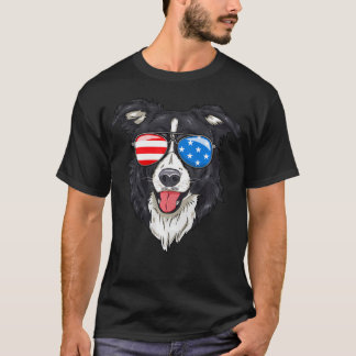 Camiseta Amante de Border Collie Patriótico Perro 4 De Juli
