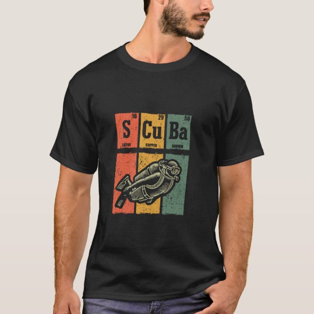 Camiseta Amante de buceo de inmersión retro Elementos perió (Anverso)