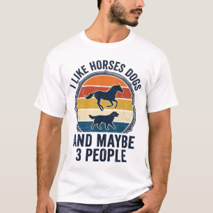 Camiseta Amante de caballos y perros divertidos diseño vint