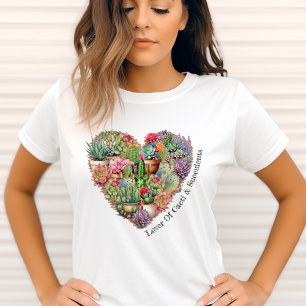 Camiseta Amante De Cacti Y Suculentos En Forma De Corazón