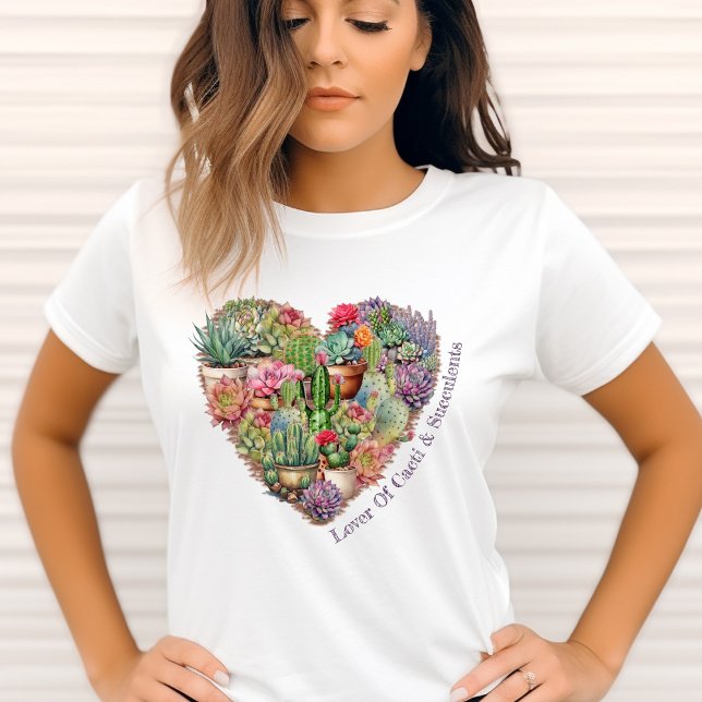 Camiseta Amante De Cacti Y Suculentos En Forma De Corazón (Subido por el creador)