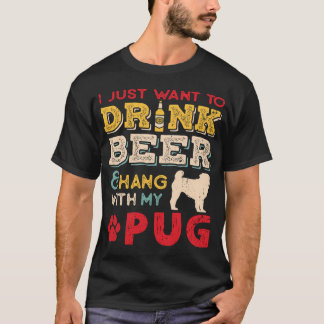 Camiseta Amante De Cerveza Padre Perro Pug