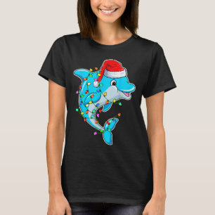 Camiseta Amante de delfines Navidad - delfín que lleva gorr
