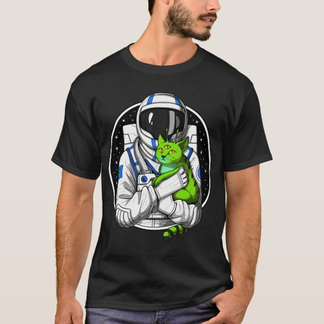 Camiseta Amante de gatos alienígenas astronautas (Anverso)