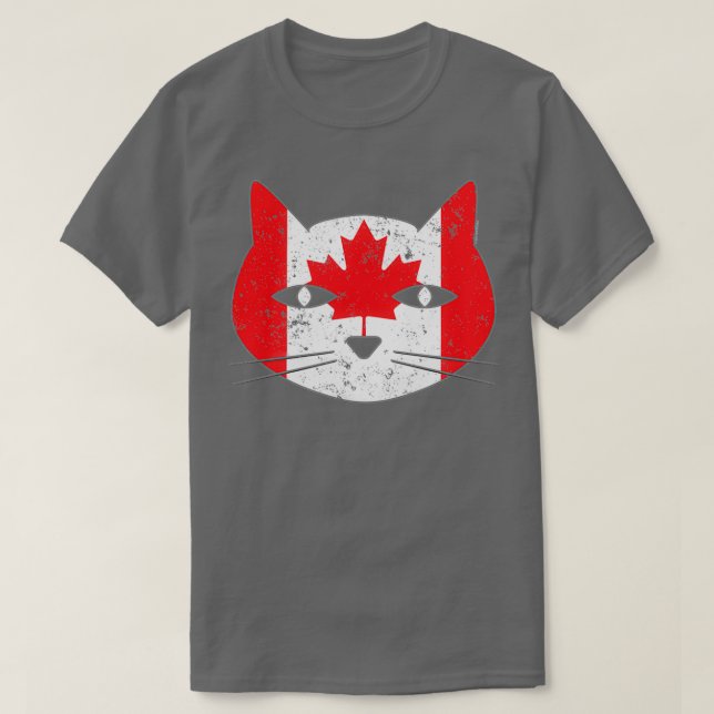 Camiseta Amante de gatos banderas de Canadá (Diseño del anverso)