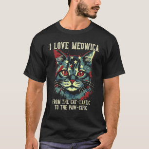 Camiseta Amante de gatos del 4 de julio, amo a Meowica Gato