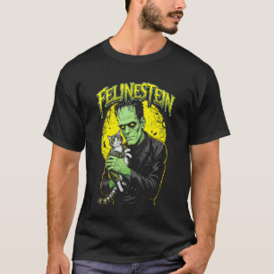 Camiseta Amante de gatos Frankenstein Felinestein Halloween
