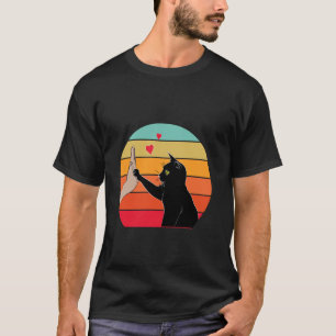 Camiseta Amante de Gatos Gato Negro Saludando con Pata Vint