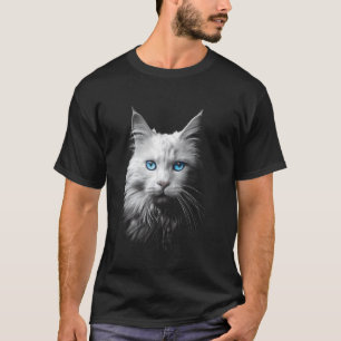 Camiseta Amante de Gatos Ojos Azules Gato Gatito Mascota Fe